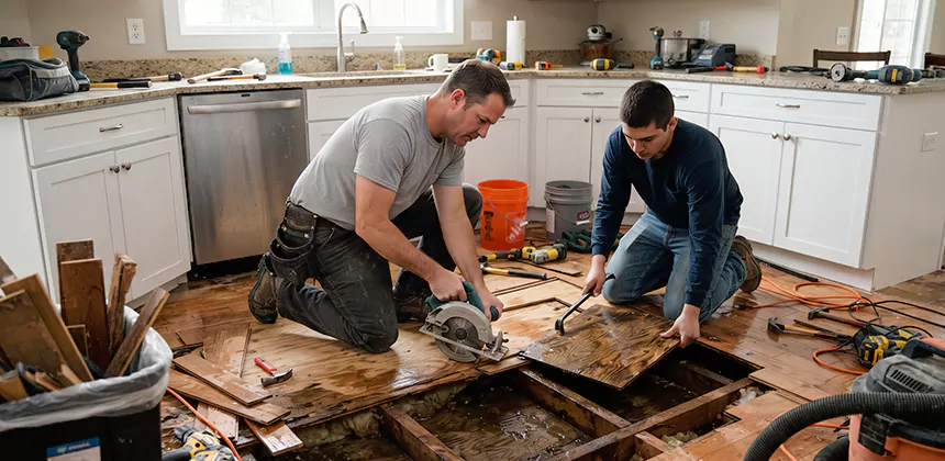 Kitchen Floor Water Damage Repair in North Salt Lake